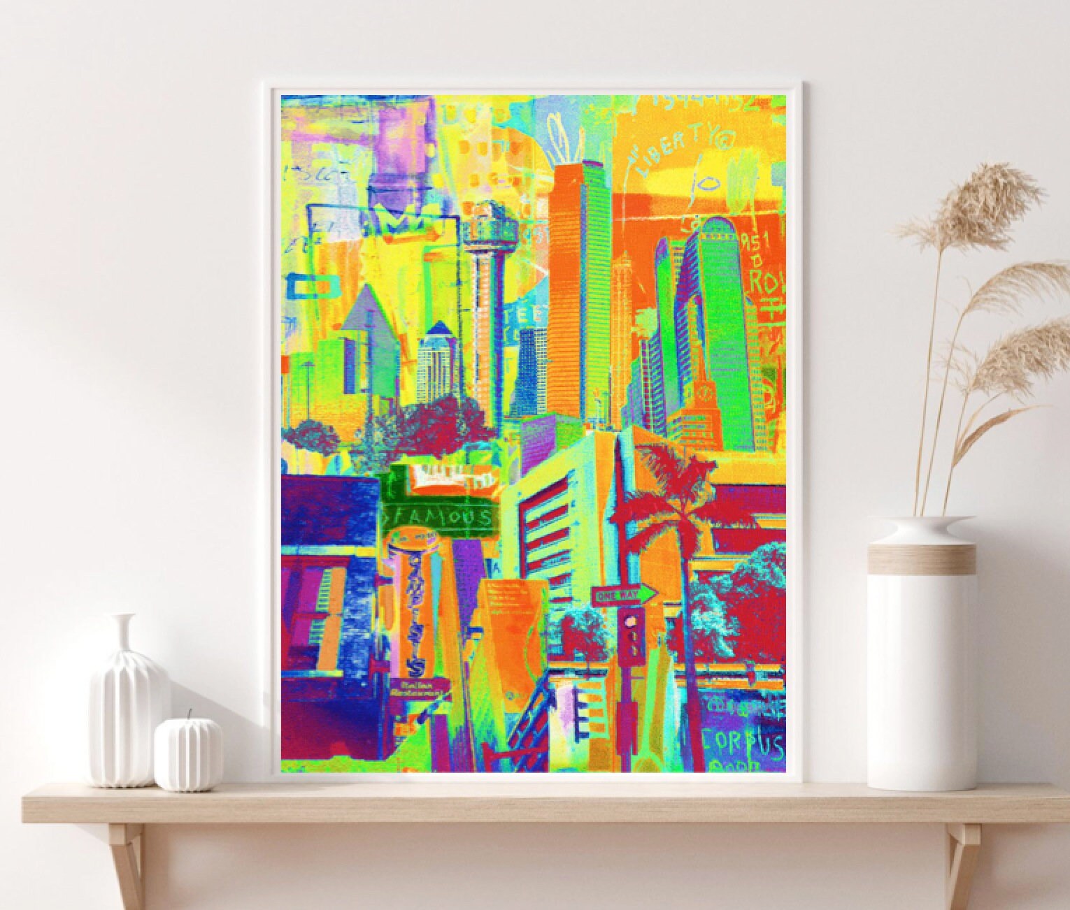 Dallas Texas Urban Pop Art Funky Vintage Colorful Streets Etsy