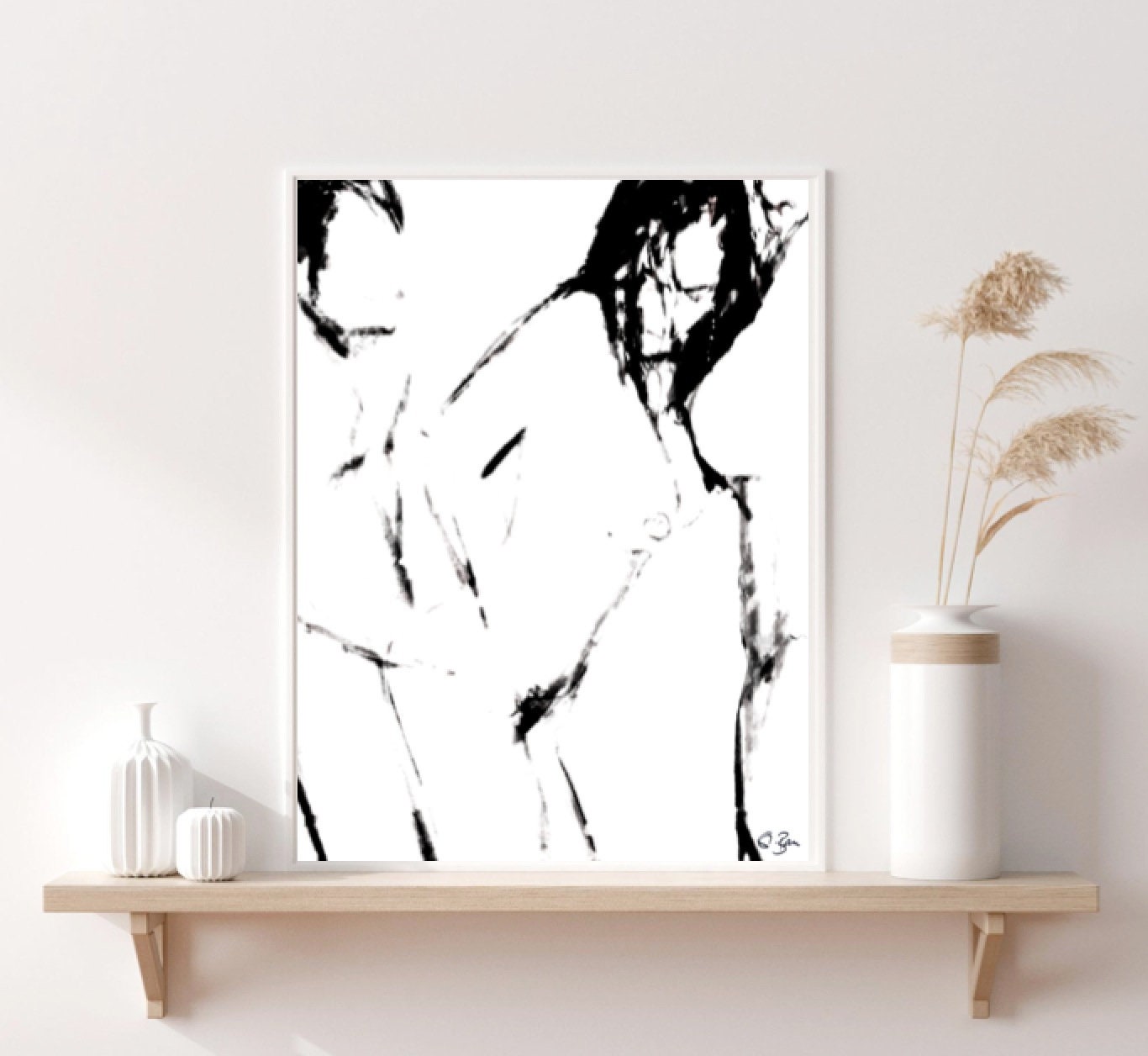 1366px x 1256px - Erotik Urban Modern Art Black White Threesome Shower Porn - Etsy