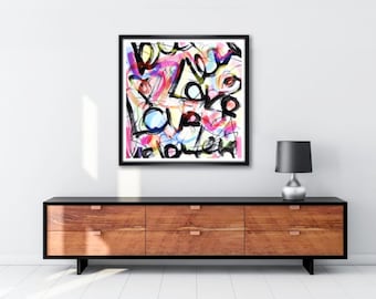 Large Abstract Painting, LOVE Heart, Pop Art, Streetart, Funky Colorful, Modern Art, Wall Art, Home Decor, Printable Download