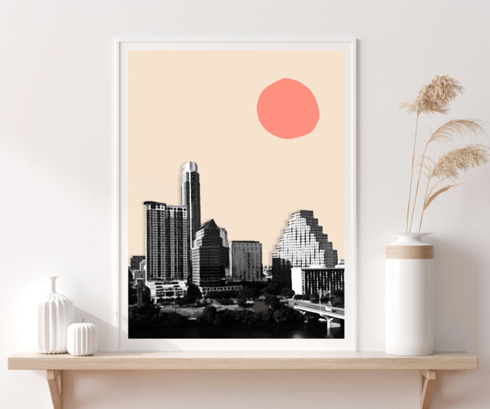 Austin Texas Urban Mid Century Pop Art Collage Design Sun Etsy