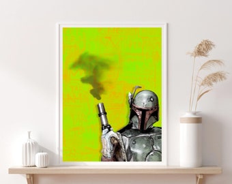 Boba Fett - STAR WARS - Empire Strikes Back - Smoke Collage Design - Wall Art Decor Return of the Jedi - Bounty Hunter - Printable Download