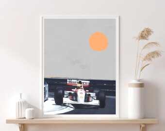 Ayrton Senna Monaco, Formula 1, McLaren Marlboro F1, Mid Century, Pop Art, Home Decor, Wall Art, Collage Design Printable Download
