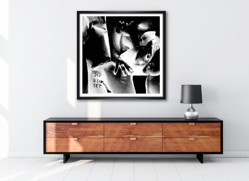 Nude Art, Interracial Threesome, Porn, Black White, Girls Erotik, Modern Art, Penis, Wall Art, Home Decor, Printable Download image 1