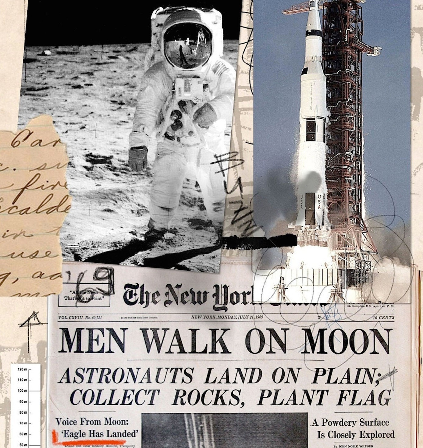 Apollo 11, Urban Pop Art, Collage Design, Moon, Neil Armstrong, Buzz ...