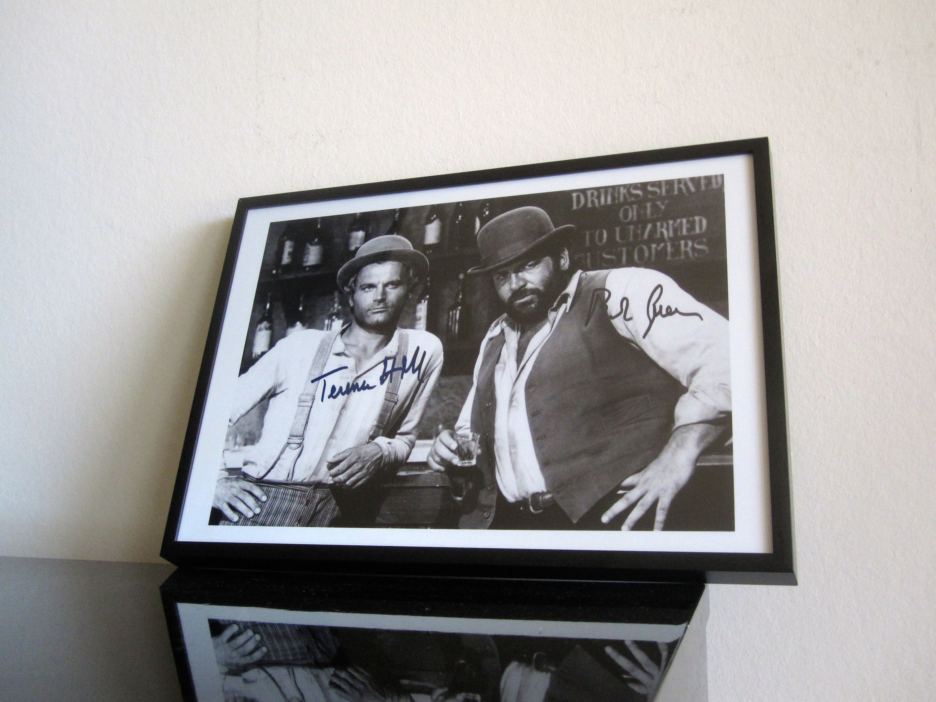 Bud Spencer Terence Hill Autograph Black White Signed Print Iconic 
