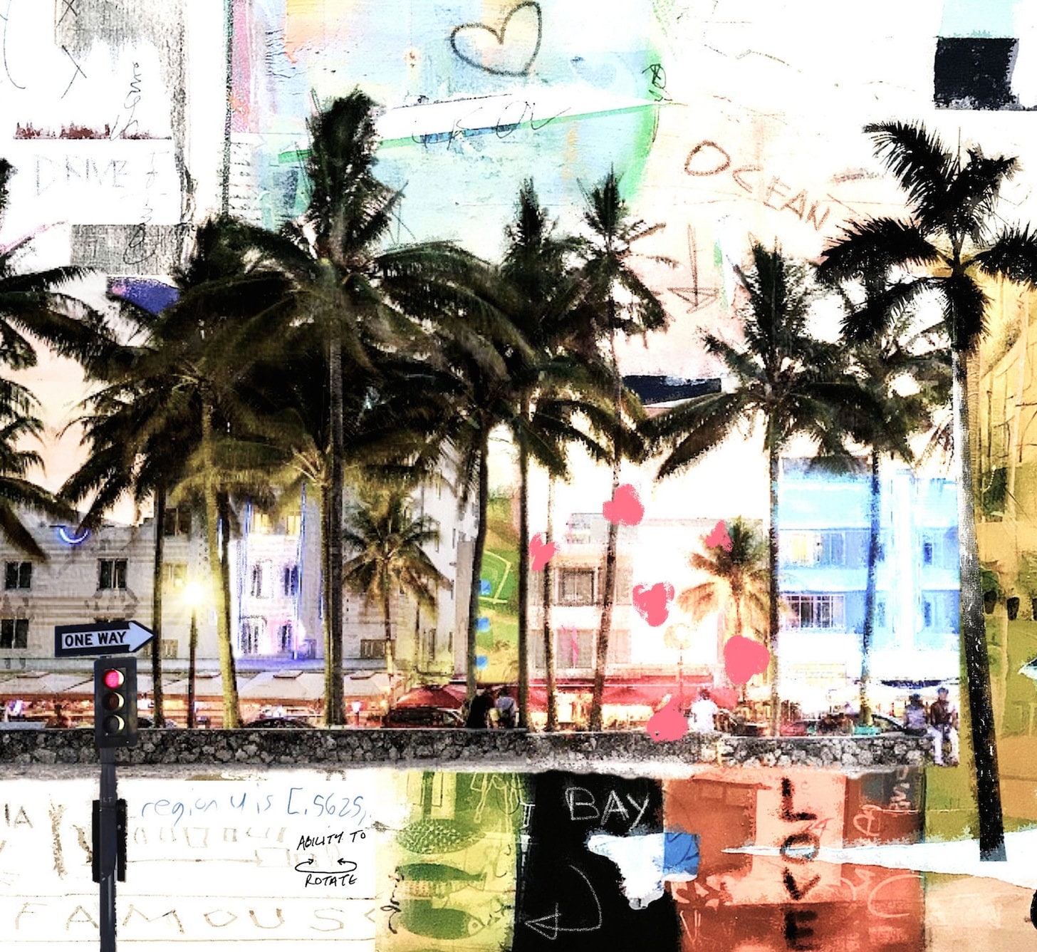Miami Ocean Drive Urban Pop Art Scribble Design Collage Etsy
