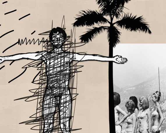 Nudist Pop Art Bikini Girls Palmtree Vintage Ocean Dada - Etsy