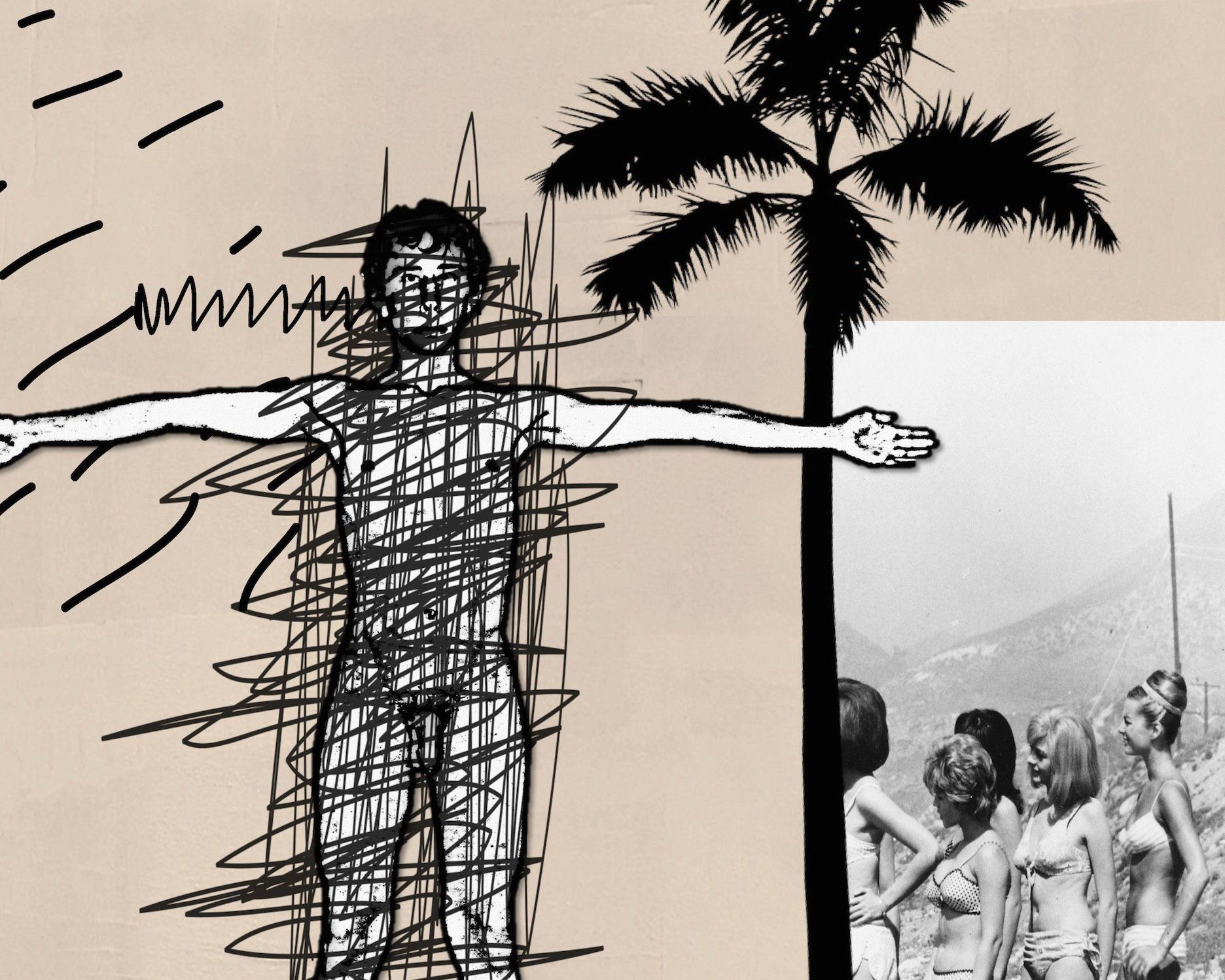 Nudist Pop Art Bikini Girls Palmtree Vintage Ocean Dada - Etsy Israel