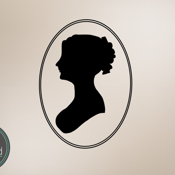 Regency Era Portrait Silhouette, SVG, Digital Clipart, Jane Austen