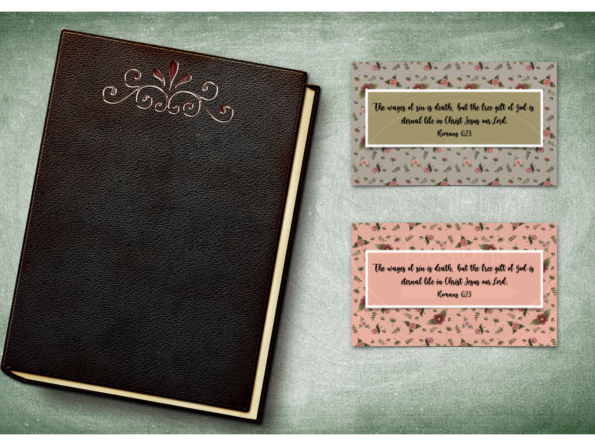 10 Bible Verse, Memory Cards, Salvation Verses, Floral Pattern, Green ...