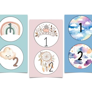 Cartes mensuelles de marqueur de numéro d'étape de bébé PNG, JPEG, PDF en téléchargement numérique