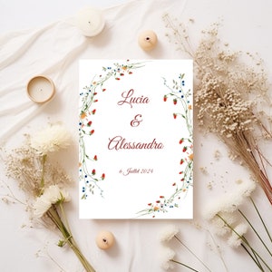 Modèle faire part mariage/ anniversaire fleurs de printemps nature /invitation/ numérique Template canva modifiable/ imprimable