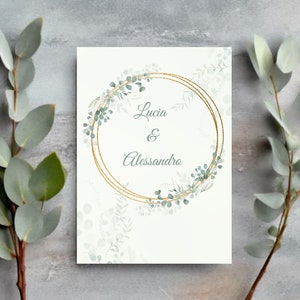Modèle faire part mariage/ anniversaire eucalyptus /invitation/ numérique Template canva modifiable/ imprimable