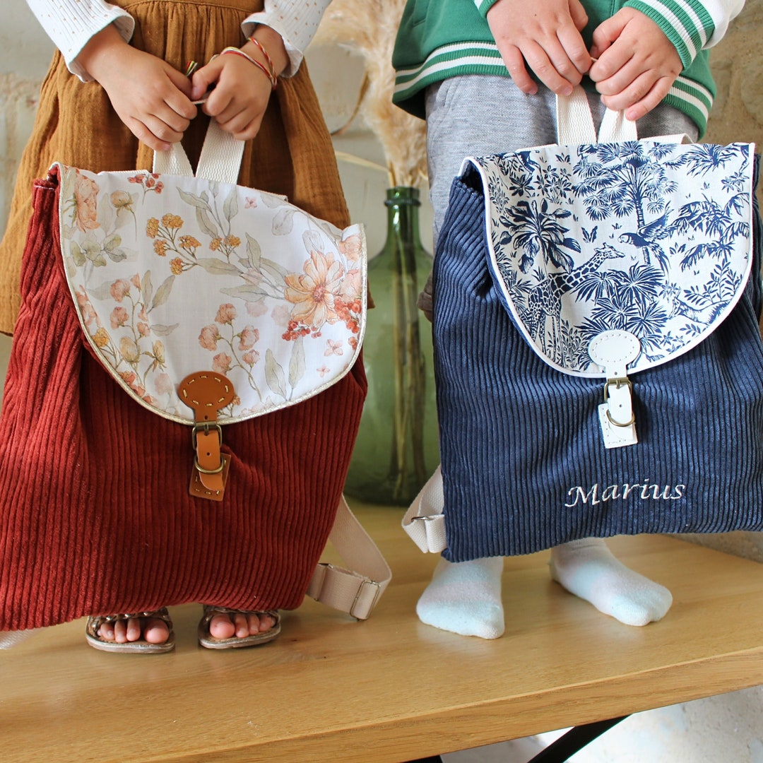 Sac à Dos Maternelle Enfant Velours Côtelé Ours Mignon - Cartable Primaire Fille Garçon, Sac Scolaire Adorable Petit Ours