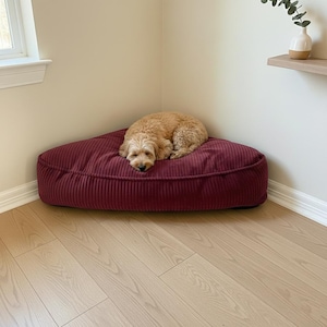 Corner Dog & Cat Bed with Memory Foam, Washable Cover with Zipper, Space-Saving Design