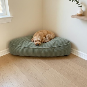 Orthopedic Corner Dog & Cat Bed with Memory Foam, Washable Cover, Space-Saving Design