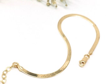 18K Gold Filled 3mm Double Twisted Herringbone Snake Chain Bracelet For Wholesale Bracelet Jewelry