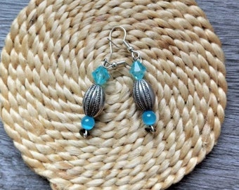 Blue ethnic hanging earrings