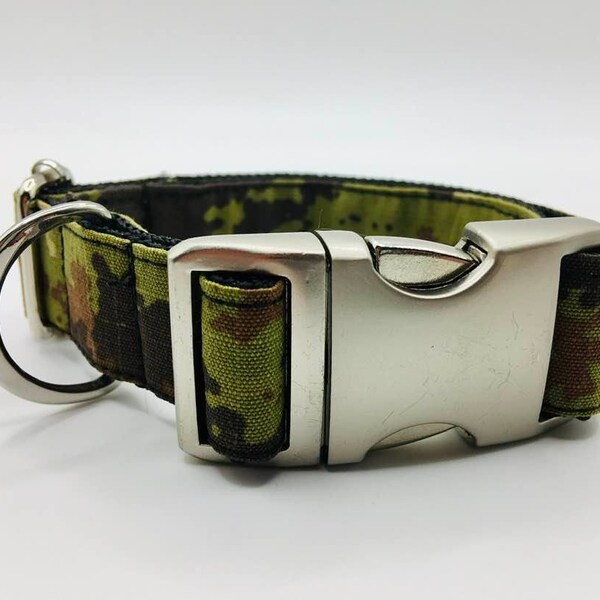 Hundehalsband, Tierhalsband Ethno Tarnmuster Camouflage, S/M 27 - 40 cm Umfang, 2,5 cm breit, verstellbar, mit Steckverschluss