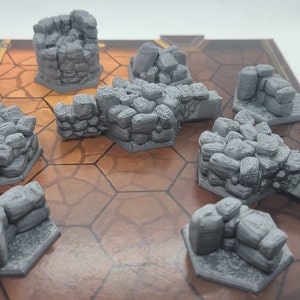 Stone Wall Corner Pieces - Compatible with Gloomhaven, D&D, Frosthaven, Jaws of the Lion, Pathfinder, hex base miniatures