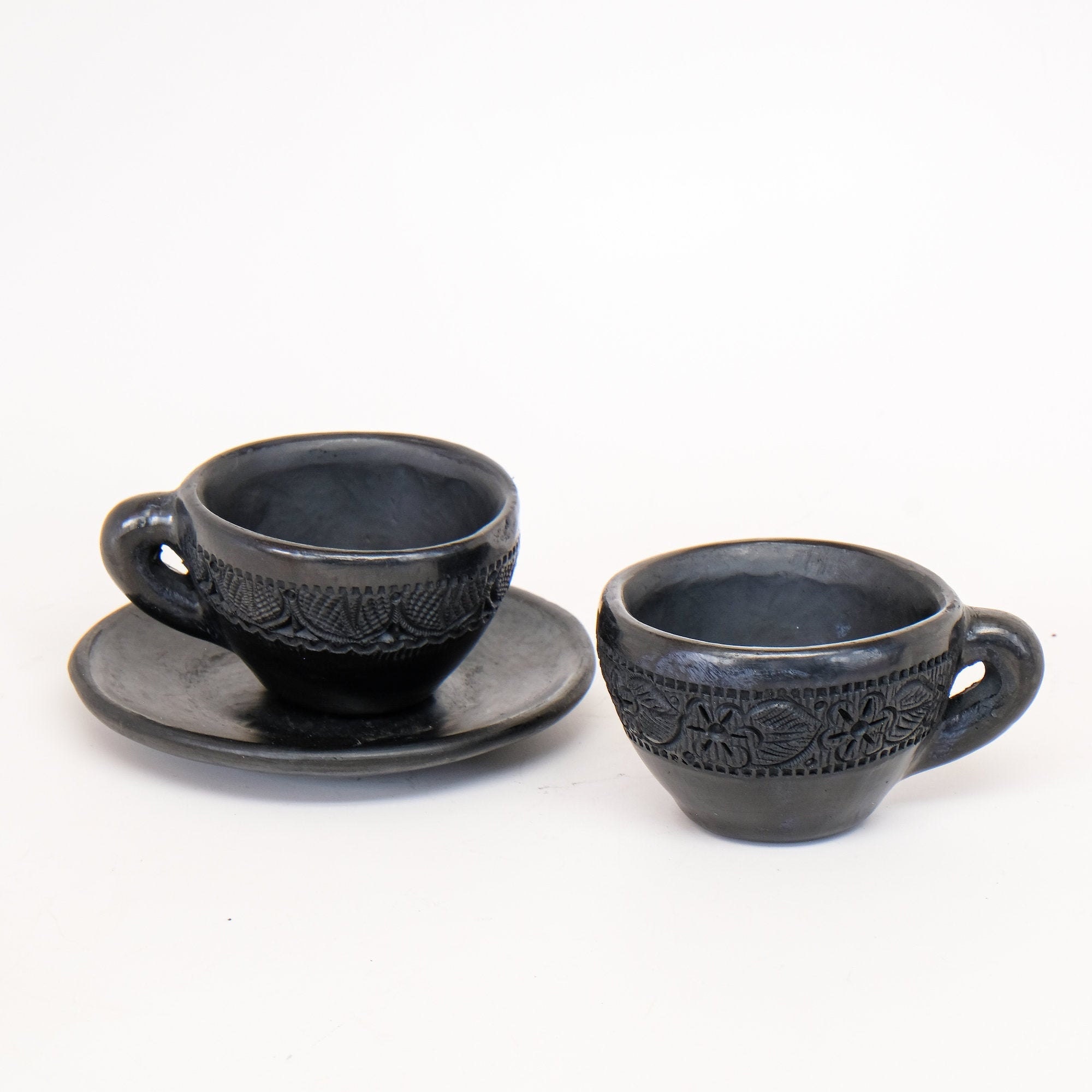 Black Espresso Cup and Saucer Set Unique Handmade Pottery Etsy UK