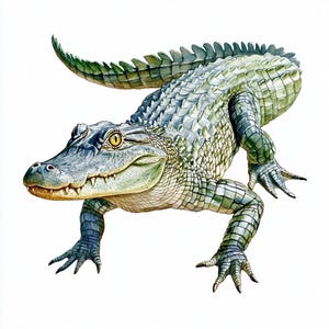 Ilustración de cocodrilo en acuarela, clipart de acuarela imprimible, 10 archivos JPG de acuarela de alta calidad, manualidades de papel, fabricación de tarjetas