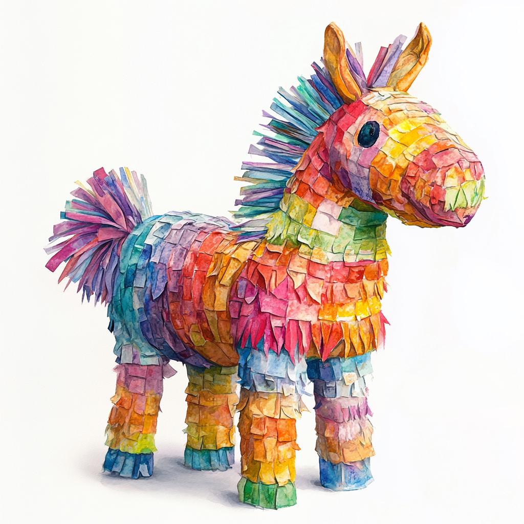 Pinata, Printable Watercolor clipart, 10 High Quality Watercolor JPGs, Paper crafts, Card Making