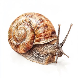 Escargot, clipart aquarelle imprimable, 10 fichiers JPG aquarelle de haute qualité, créations en papier, fabrication de cartes