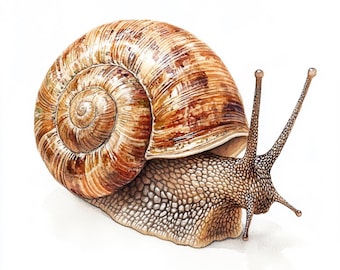 Caracol, imágenes prediseñadas de acuarela para imprimir, 10 imágenes JPG de acuarela de alta calidad, manualidades con papel, creación de tarjetas.