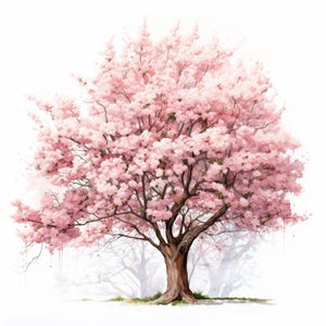 Blooming Sakura Tree, Printable Watercolor Clipart Bundle, 10 High Quality Watercolor JPGs, Paper crafts, Card Making
