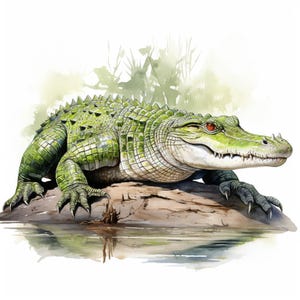 Aquarel krokodil illustratie, afdrukbare aquarel clipart, 10 hoogwaardige aquarel jpg's, knutselen, kaarten maken