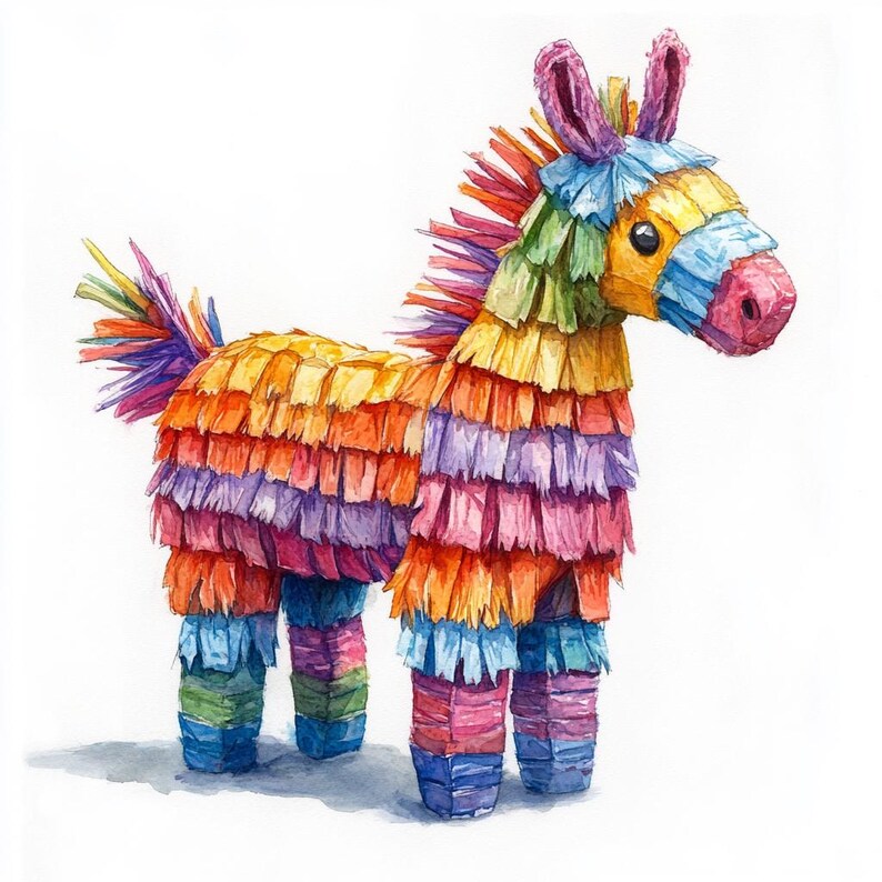 Pinata Color Design Pinata, Printable Watercolor Clipart, 10 High Quality Watercolor Jpgs ...