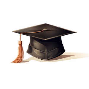 Schwarze Graduierung Kappe, Studenten Doktorhut, druckbares Aquarell Clipart Bundle, 10 hochwertige Aquarell JPGs, Papierhandwerk, Kartenherstellung