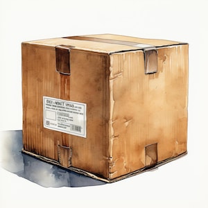 Caja de cartón, paquete de imágenes prediseñadas de acuarela imprimibles, 10 archivos JPG de acuarela de alta calidad, manualidades de papel, fabricación de tarjetas