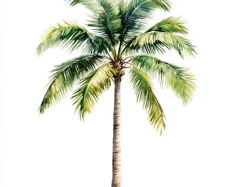 Palm Tree, Printable Watercolor clipart, 10 High Quality Watercolor JPGs, Paper crafts, Card Making