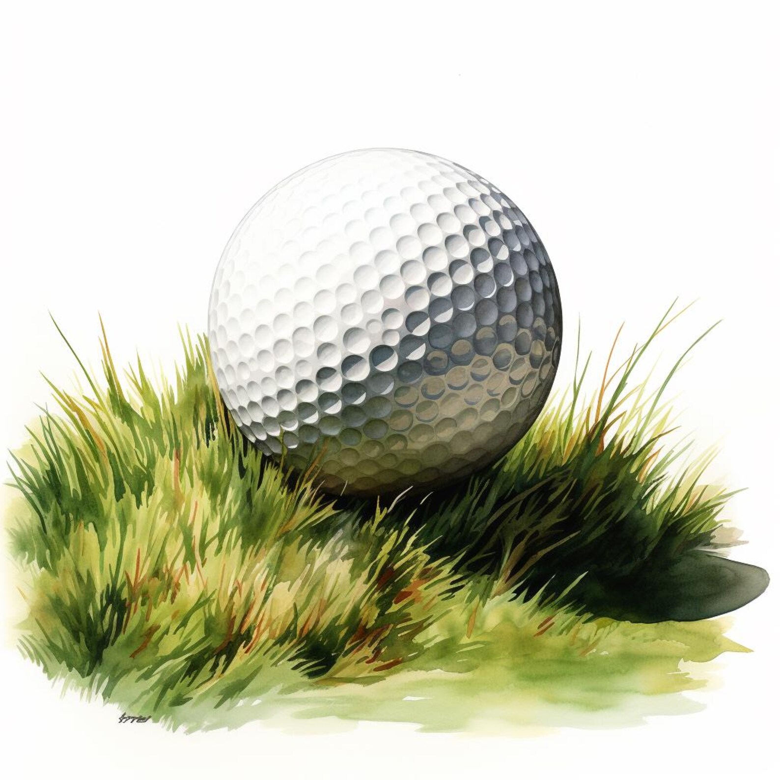 Golf Ball, Printable Watercolor Clipart, 10 High Quality Watercolor ...