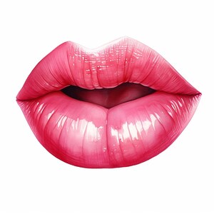 Illustrazione acquerello labbra femminili, Clipart acquerello stampabile, 10 JPG acquerello di alta qualità, Artigianato di carta, Creazione di biglietti