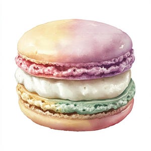 Macaron Dessert, Druckbare Aquarell Clipart, 10 hochwertige Aquarell JPGs, Papierhandwerk, Kartenherstellung