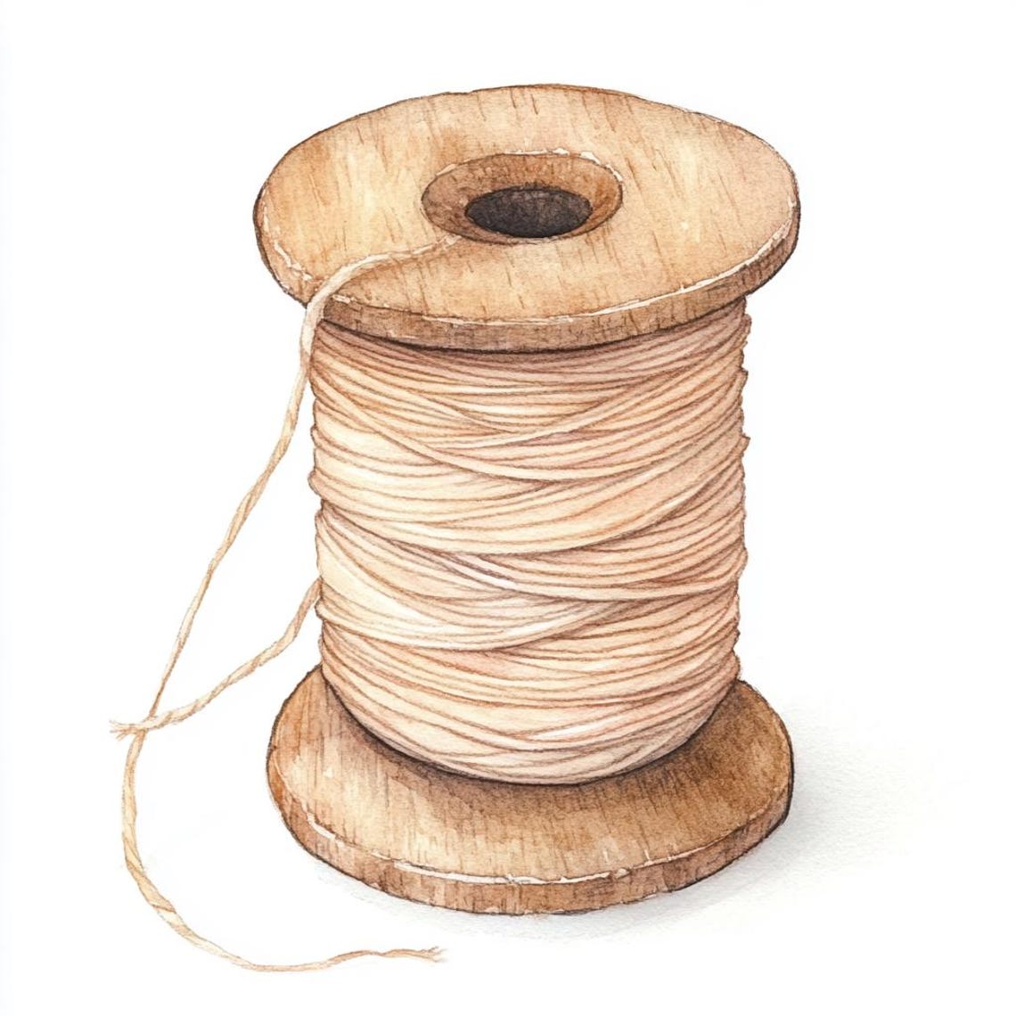 Skein of White Thread, Printable Watercolor Clipart, 10 High Quality ...