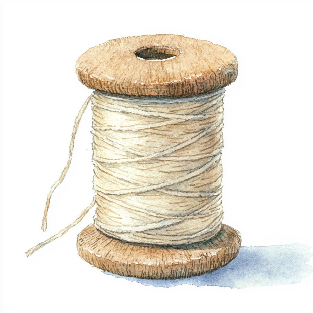 Skein of White Thread, Printable Watercolor Clipart, 10 High Quality ...