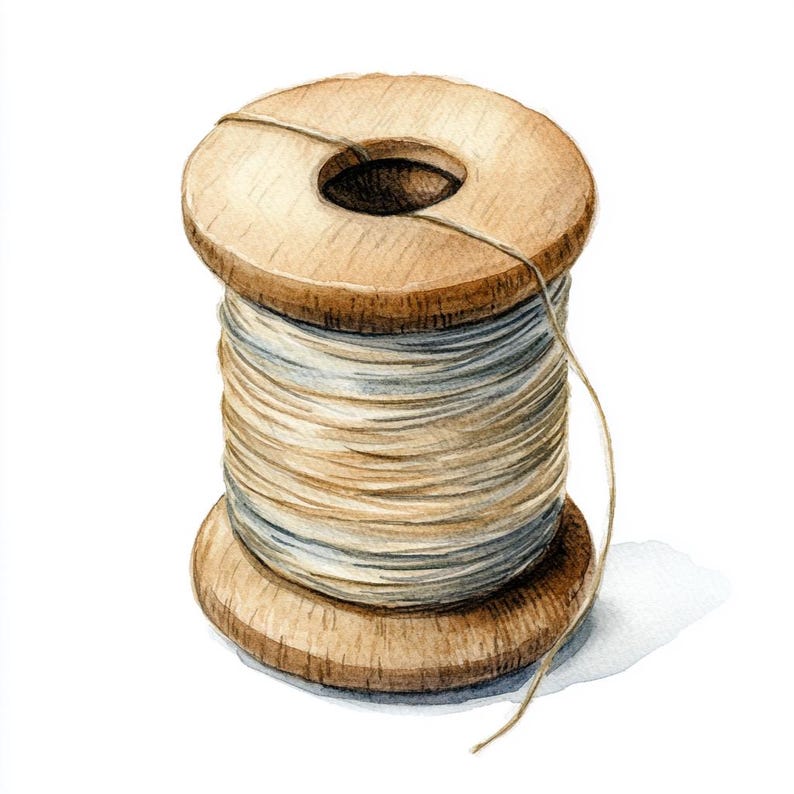 Skein of White Thread, Printable Watercolor Clipart, 10 High Quality ...