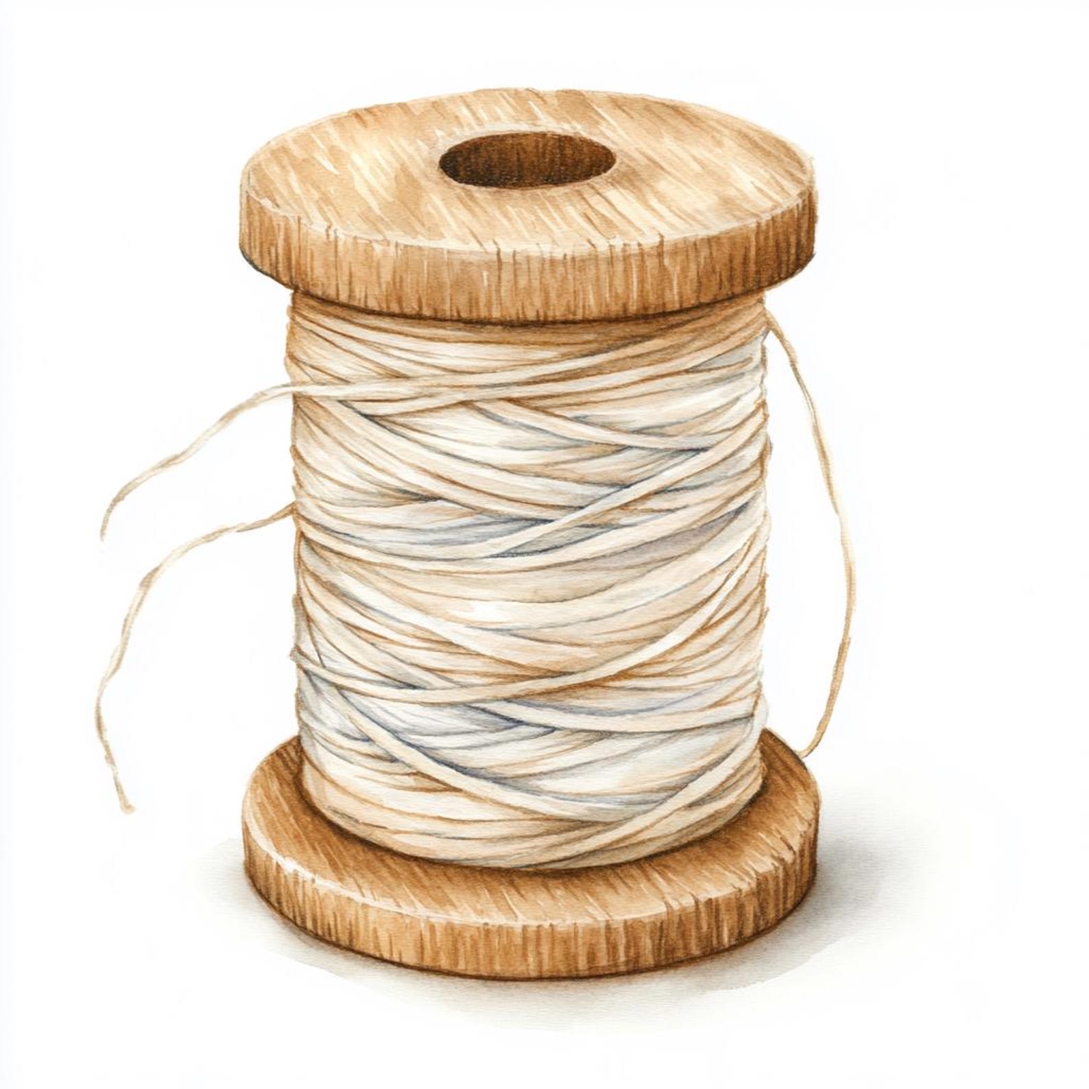 Skein of White Thread, Printable Watercolor Clipart, 10 High Quality ...