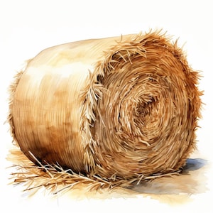 Hay Bale, Printable Watercolor clipart, 10 High Quality Watercolor JPGs, Paper crafts, Card Making