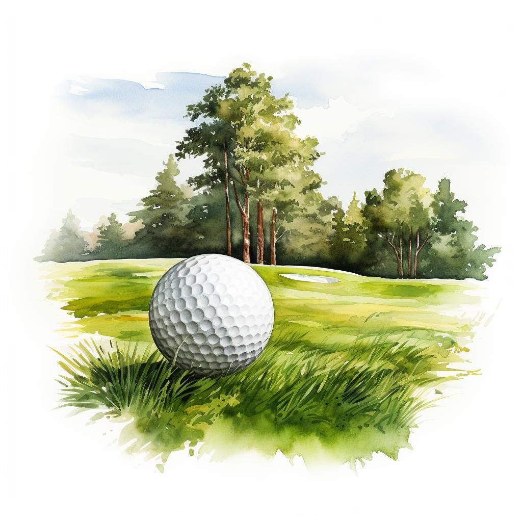 Golf Ball, Printable Watercolor Clipart, 10 High Quality Watercolor ...