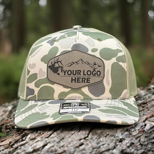 Camouflage Custom hat, Camo Bulk Custom Leather Patch Hat, Bulk hats, Leather patch hat, logo hats, business merch, Gift, Holiday,