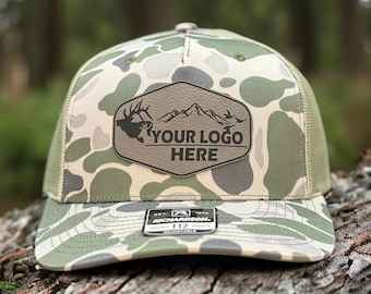 Camouflage Custom hat, Camo Bulk Custom Leather Patch Hat, Bulk hats, Leather patch hat, logo hats, business merch, Gift, Holiday,