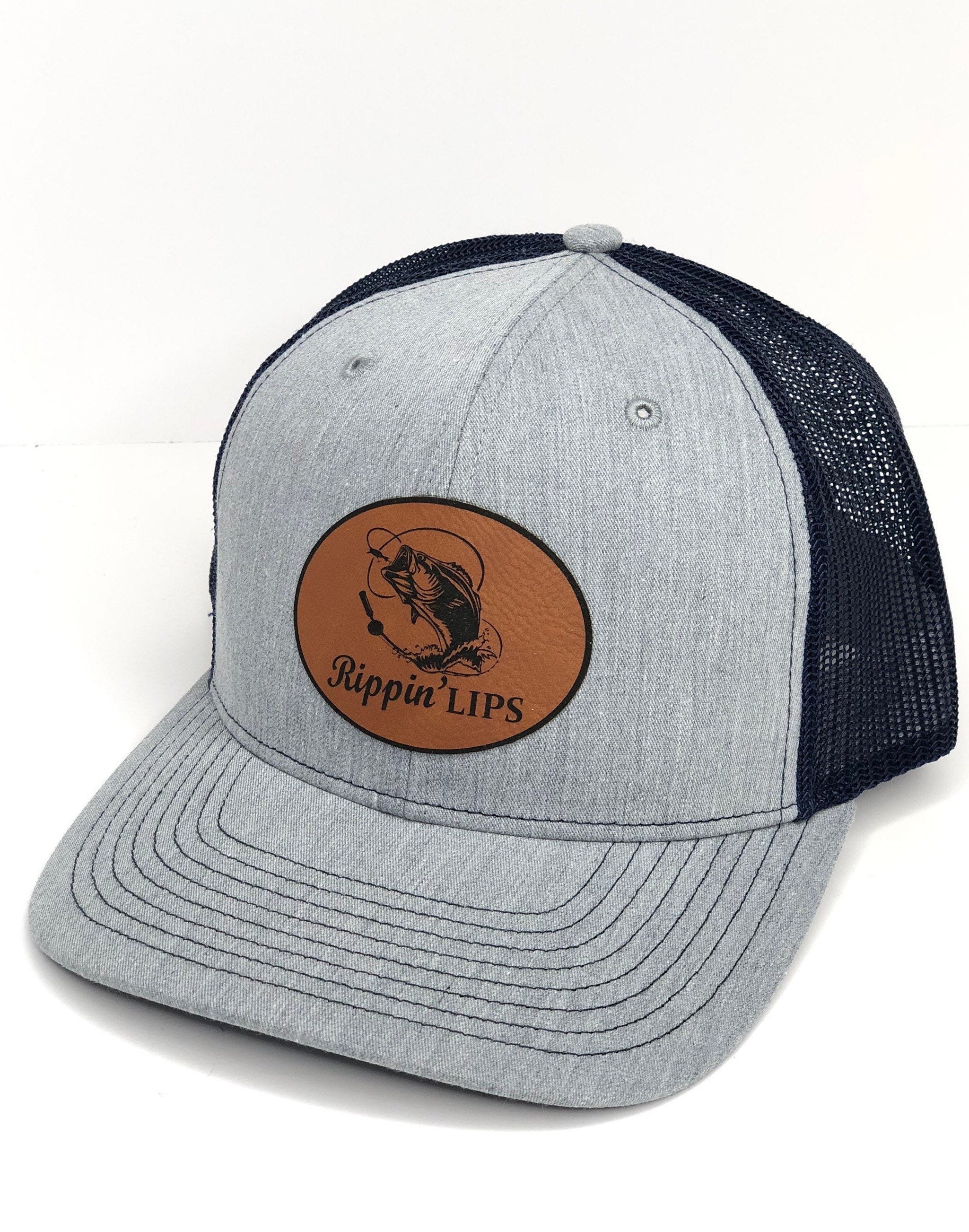 Bass Fishing Hat, Hat , Cap, Leather Engraved, Leather Patch Hat, Fishing  Hat, Ripping Lips Hat 