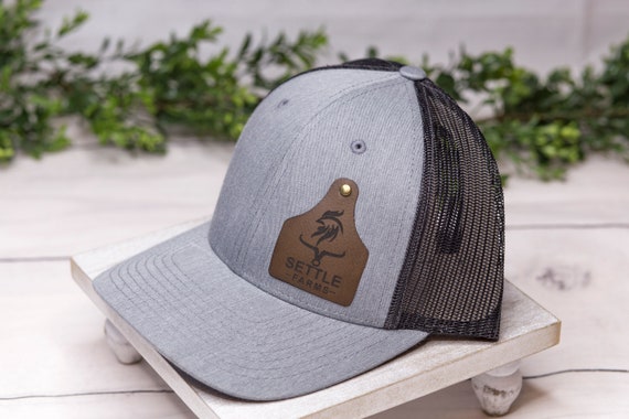 Custom Cattle Tag Hat, Hat, Cap, Leather Engraved, Leather Patch Hat, Logo  Hats, Gift, Holiday, Christmas, Birthday 