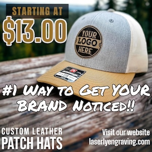 Custom Logo hat, Bulk Custom leather Patch Hat, apparel, Leather patch hat, trucker cap, business merch, Gift, Holiday, wedding, Birthday