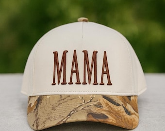 Mama Camo Bill-hoed: geborduurde baseballpet voor dames